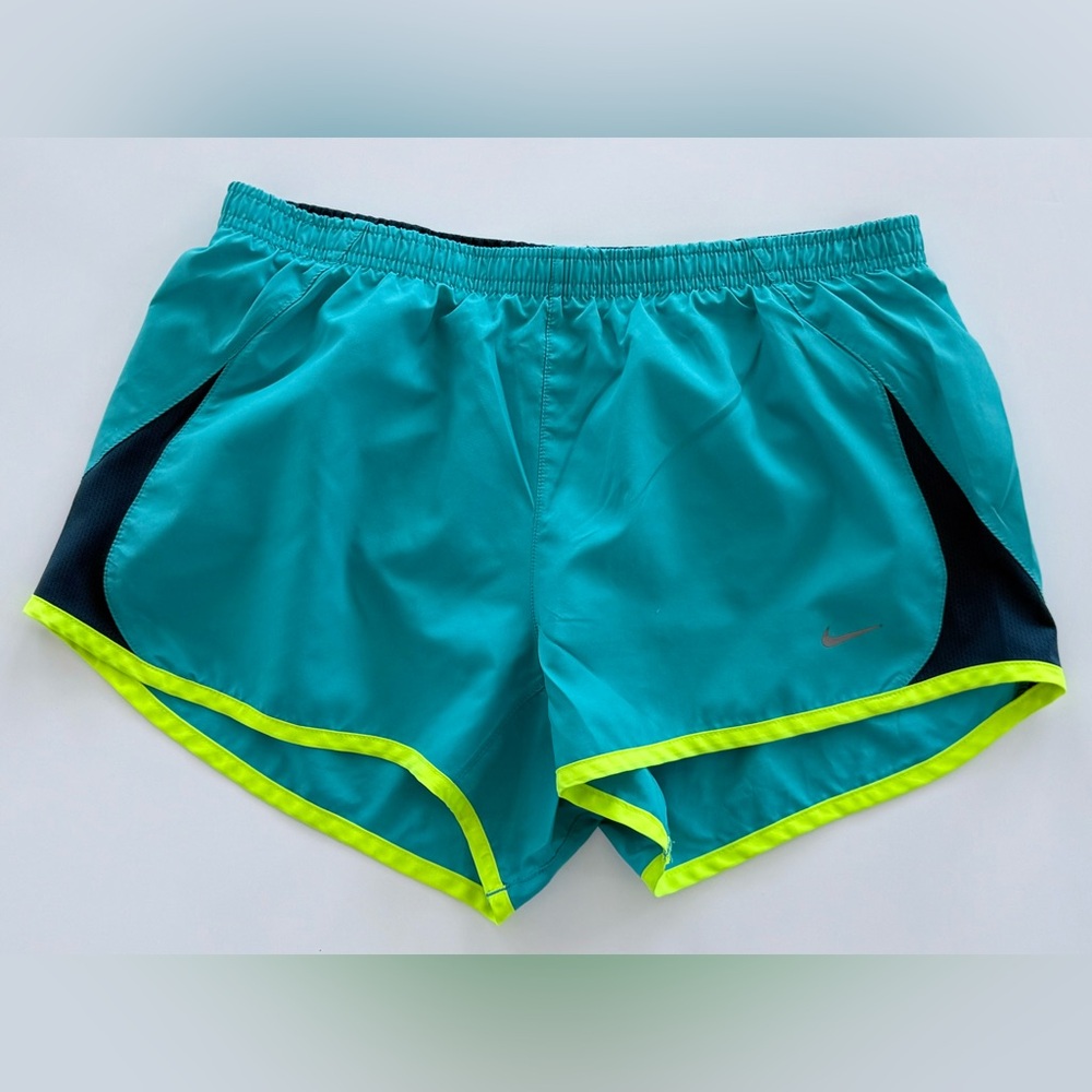 Nike Womens Dri-Fit “Tempo” Lined Draw String Running Shorts Teal Green Medium M